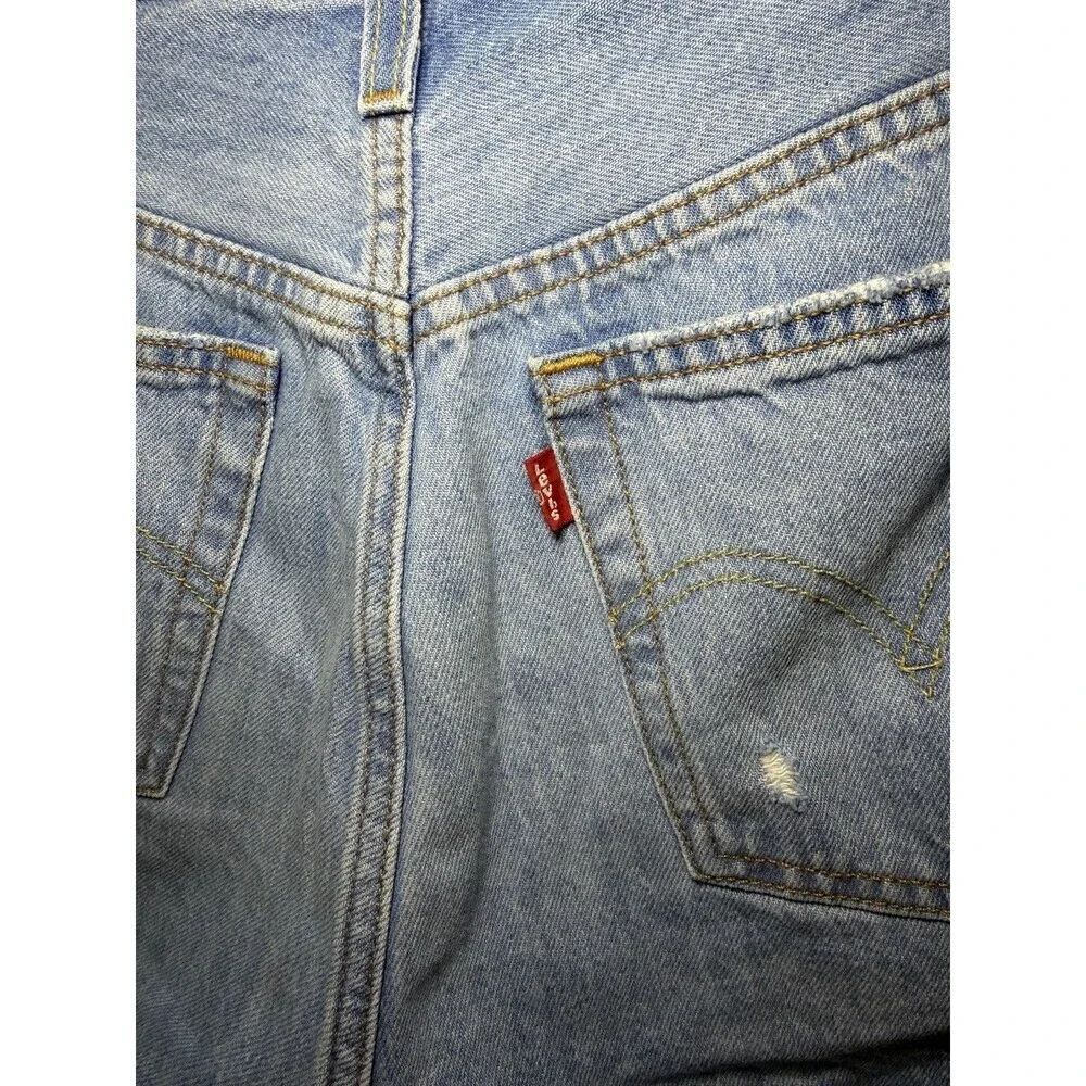 Levi's 501 Distressed Cut Off Denim Shorts Button Fly Blue Size 26